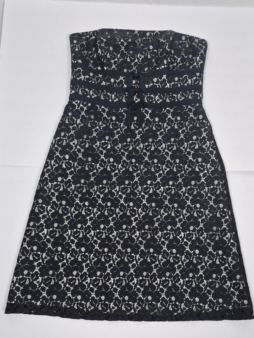 White House Black Market Black Lace Strapless A-Line Cocktail Dress Size 6
